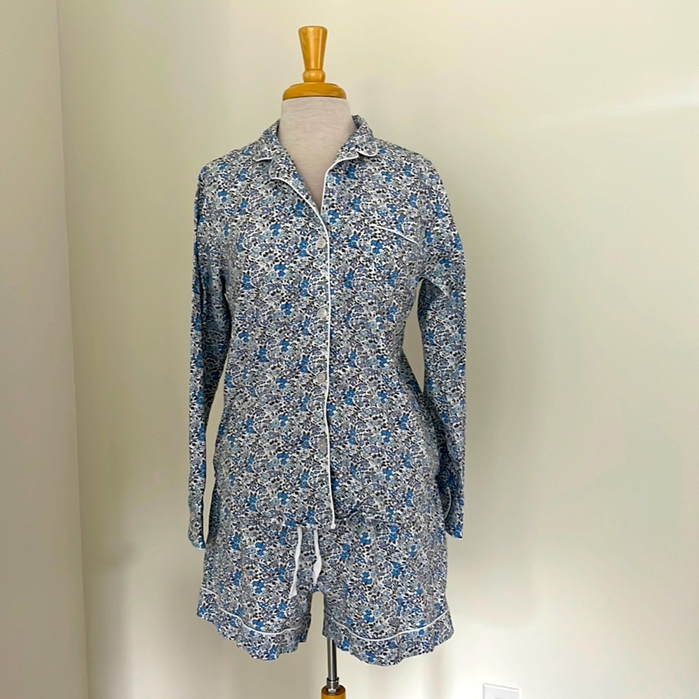 Petite Plume Women's Fleur D'Azur Long Sleeve Short Set